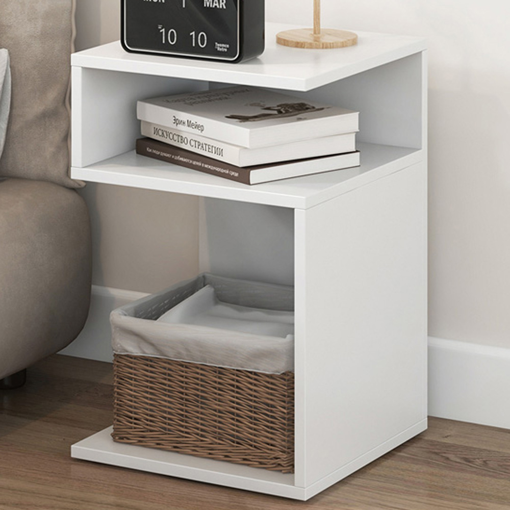 Costway 2 Shelf White S Shaped Side Table Image 1