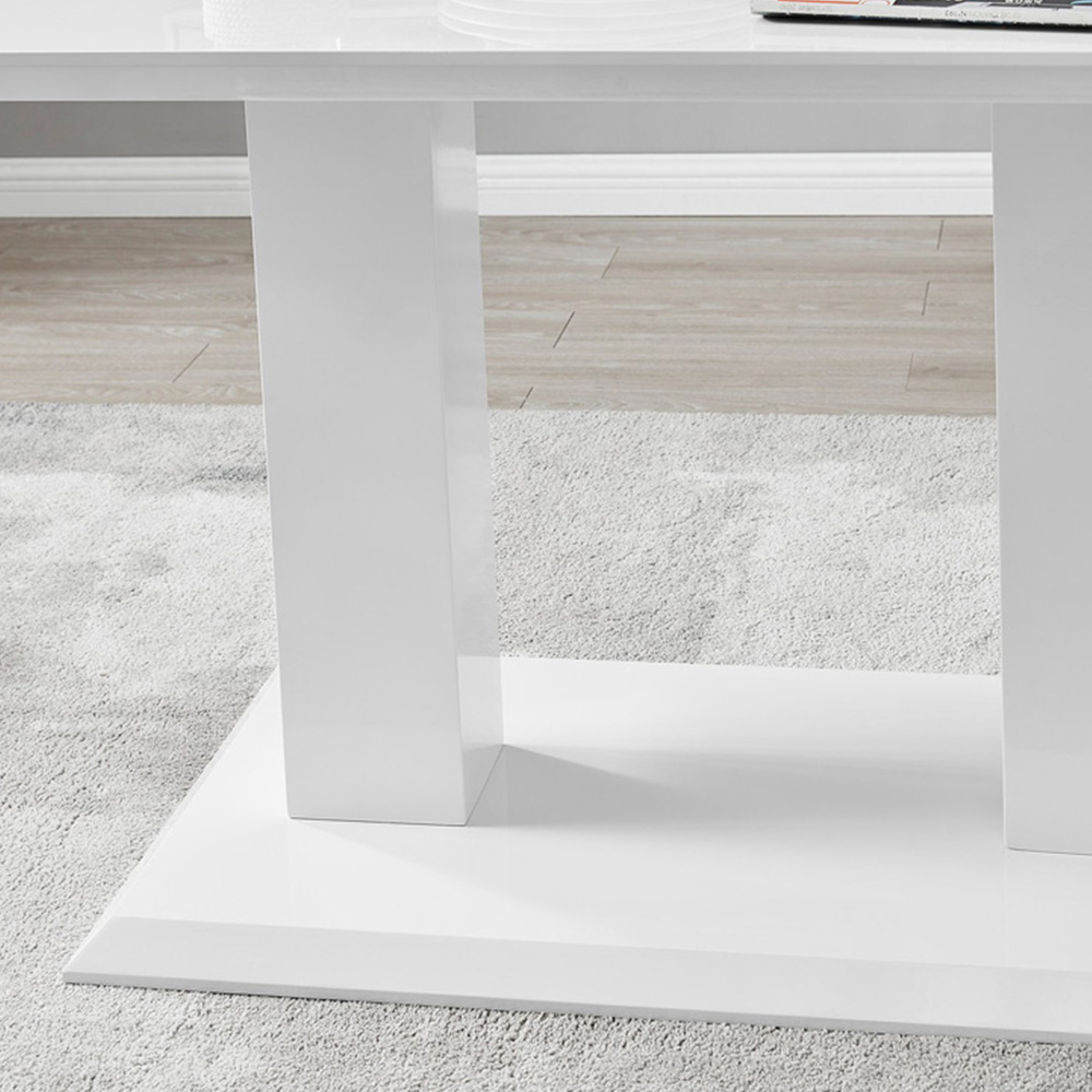 Furniturebox Molini Solara 6 Seater Dining Set White High Gloss and White Image 6
