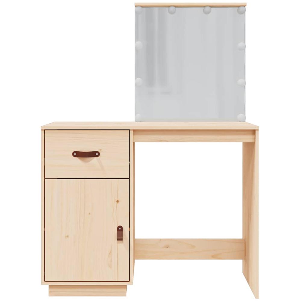 vidaXL Single Door Single Drawer Solid Wood Pine Dressing Table with LED Lights Image 4