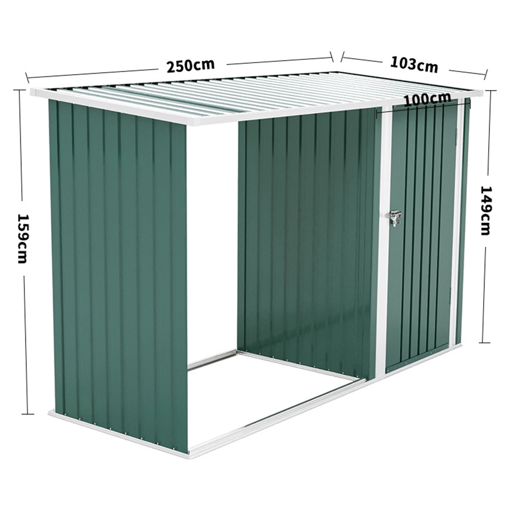 Living and Home 5.2 x 8.2 x 3.3ft Green Garden Storage Shed with Stacking Rack Image 8