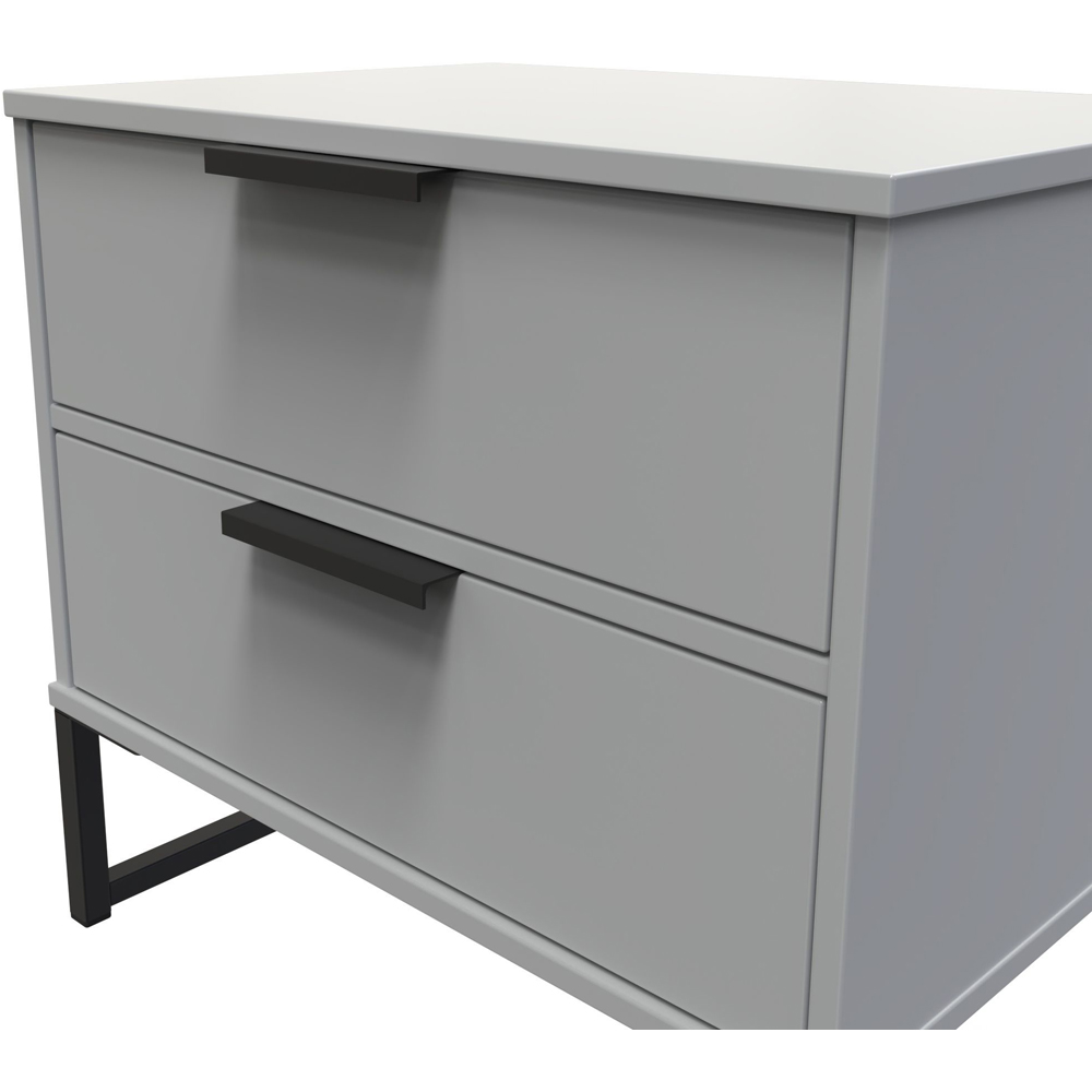 Crowndale Diego 2 Drawer Dusk Grey Bedside Cabinet Ready Assembled Image 4