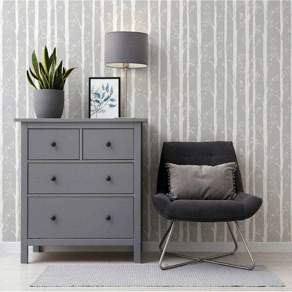 Arthouse Pretty Trees Ochre and Grey Wallpaper Image 5