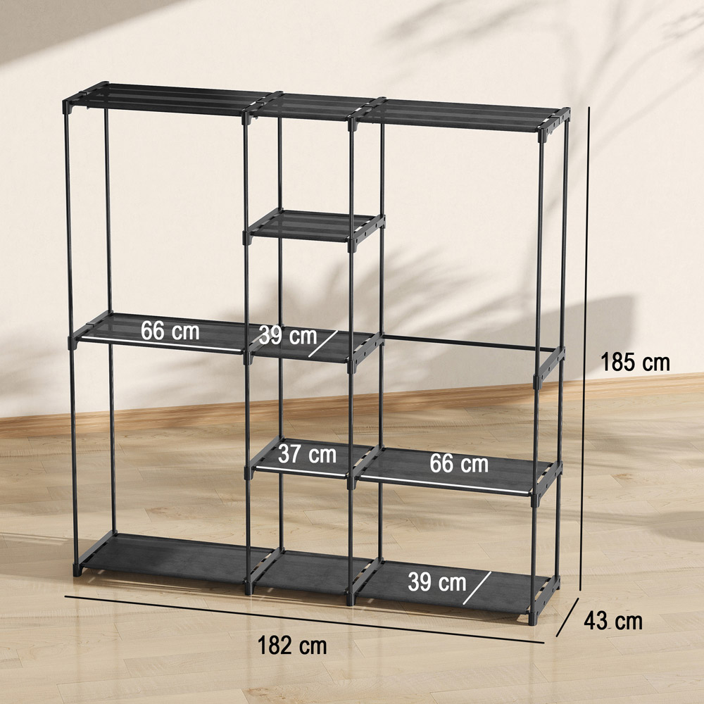 HOMCOM 8 Shelves Black Open Portable Clothes Rack Image 9