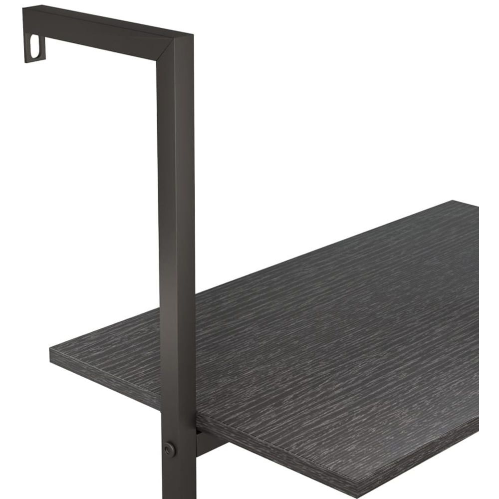 vidaXL 5 Shelf Black Wood and Steel Leaning Bookcase Image 5