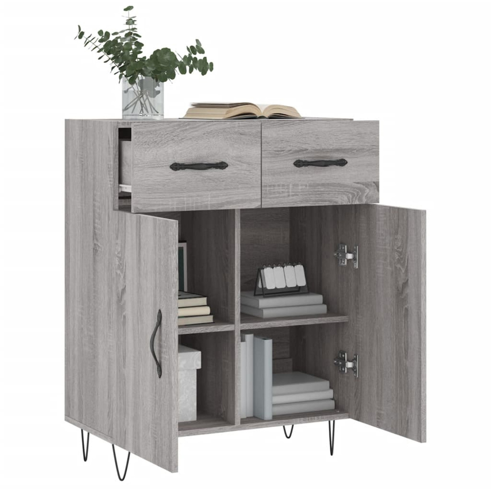 vidaXL 2 Door 2 Drawer Grey Sonoma Sideboard Image 4