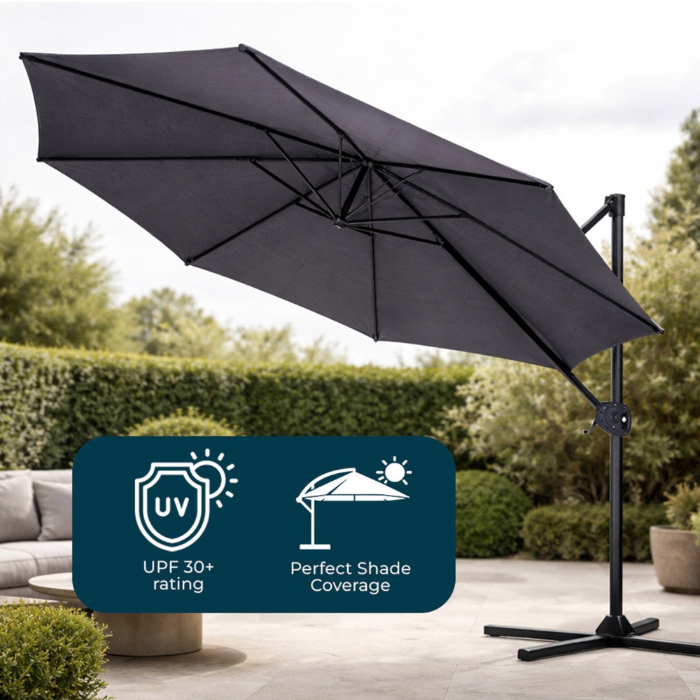 Jack Stonehouse Dark Grey Crank and Tilt Roma Parasol 3m Image 4