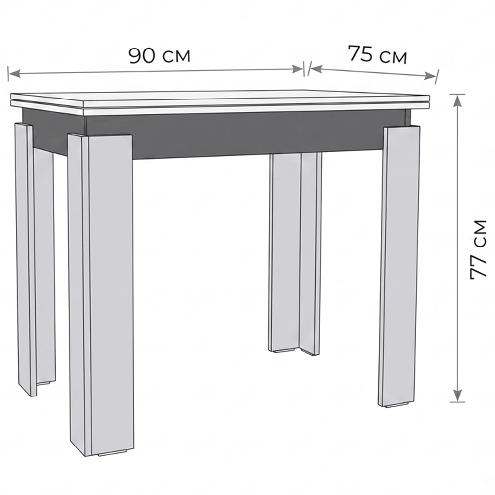 Shefa Line Family 6 Seater Gold Craft Oak and Anthracite 90-150cm Extendable Dining Table Image 5