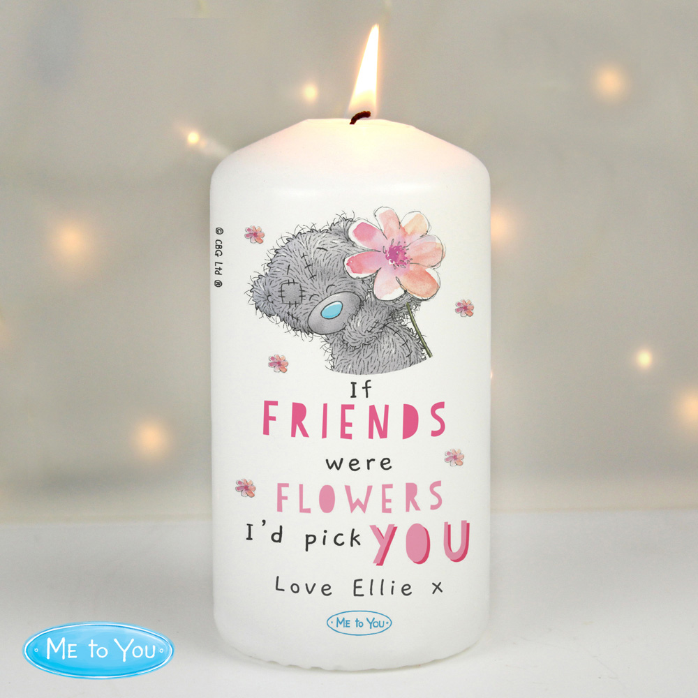 Personalised Memento Personalised Me To You If Were Flowers Pillar Candle Image 4