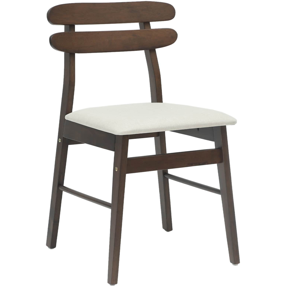 vidaXL Set of 2 Light Brown Rubberwood Rectilinear Vintage Dining Chairs Image 2