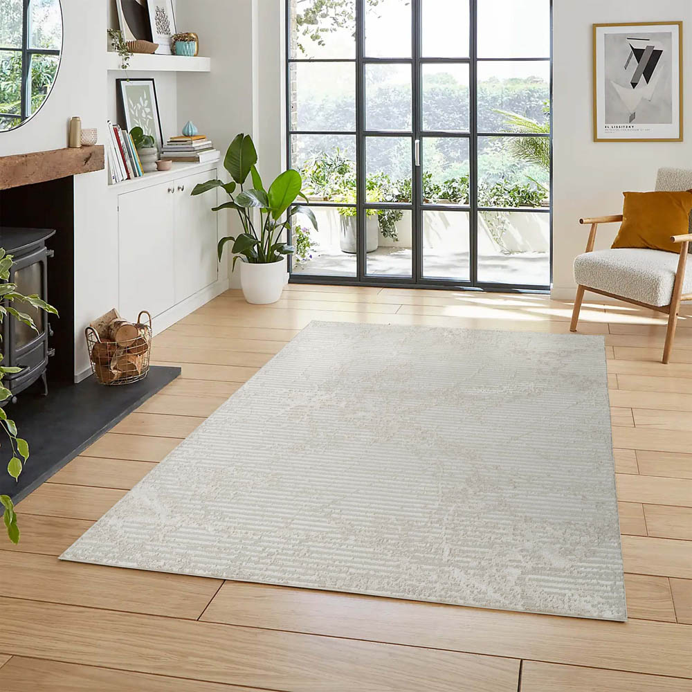 Desire Rugs Perla Beige Modern Abstract Linear Molten Design Rug 60 x 220cm Image 6