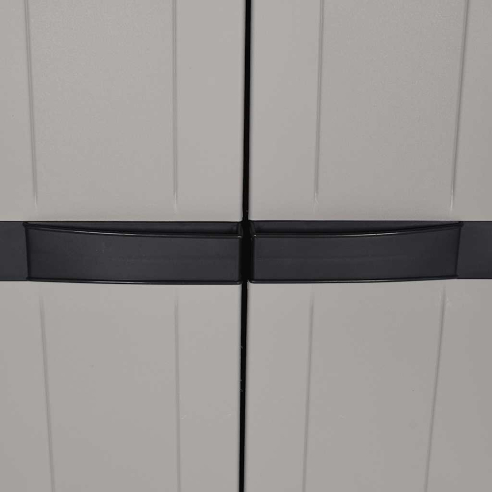 vidaXL 2 Door Grey and Black Outdoor Storage Cabinet with Black Handle Image 6