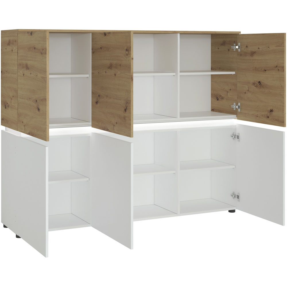 Florence Luci 6 Door White and Oak Storage Cabinet with LED Lighting Image 3
