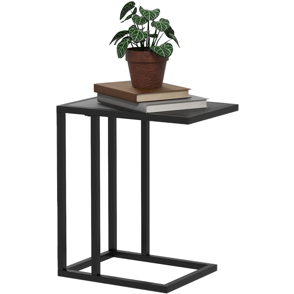 Portland Black Marble Effect Top C Shape Side Table Image 2