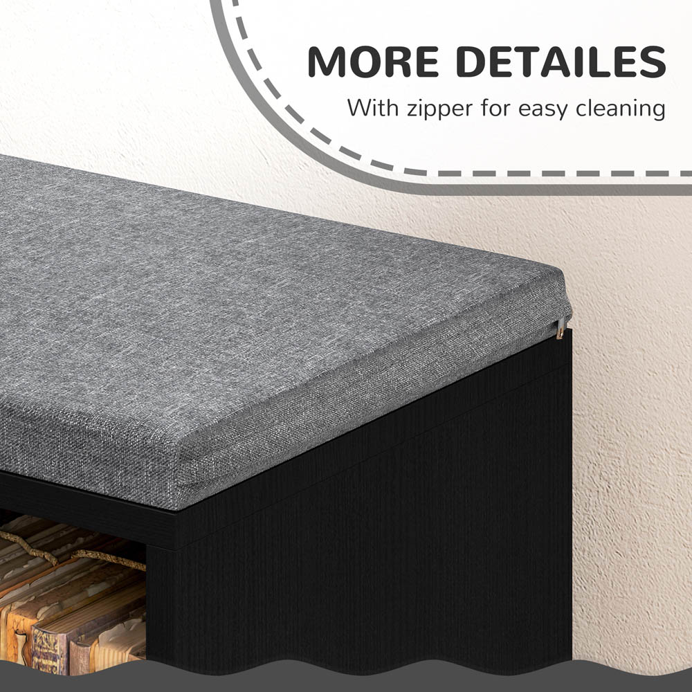 Portland 5 Shelf Black Bookcase with Removable Cushion Image 5