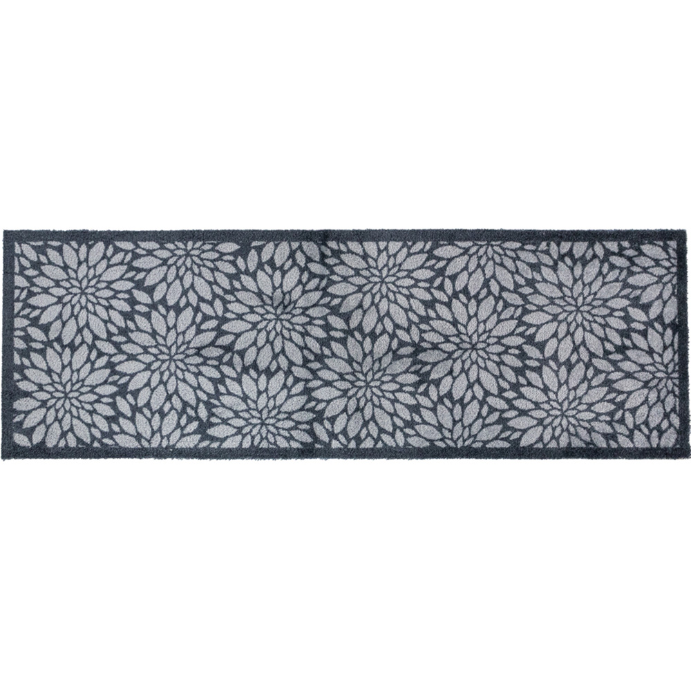 JVL Mega Grey Flowers Latex Backed Door Mat and Runner Set Image 5