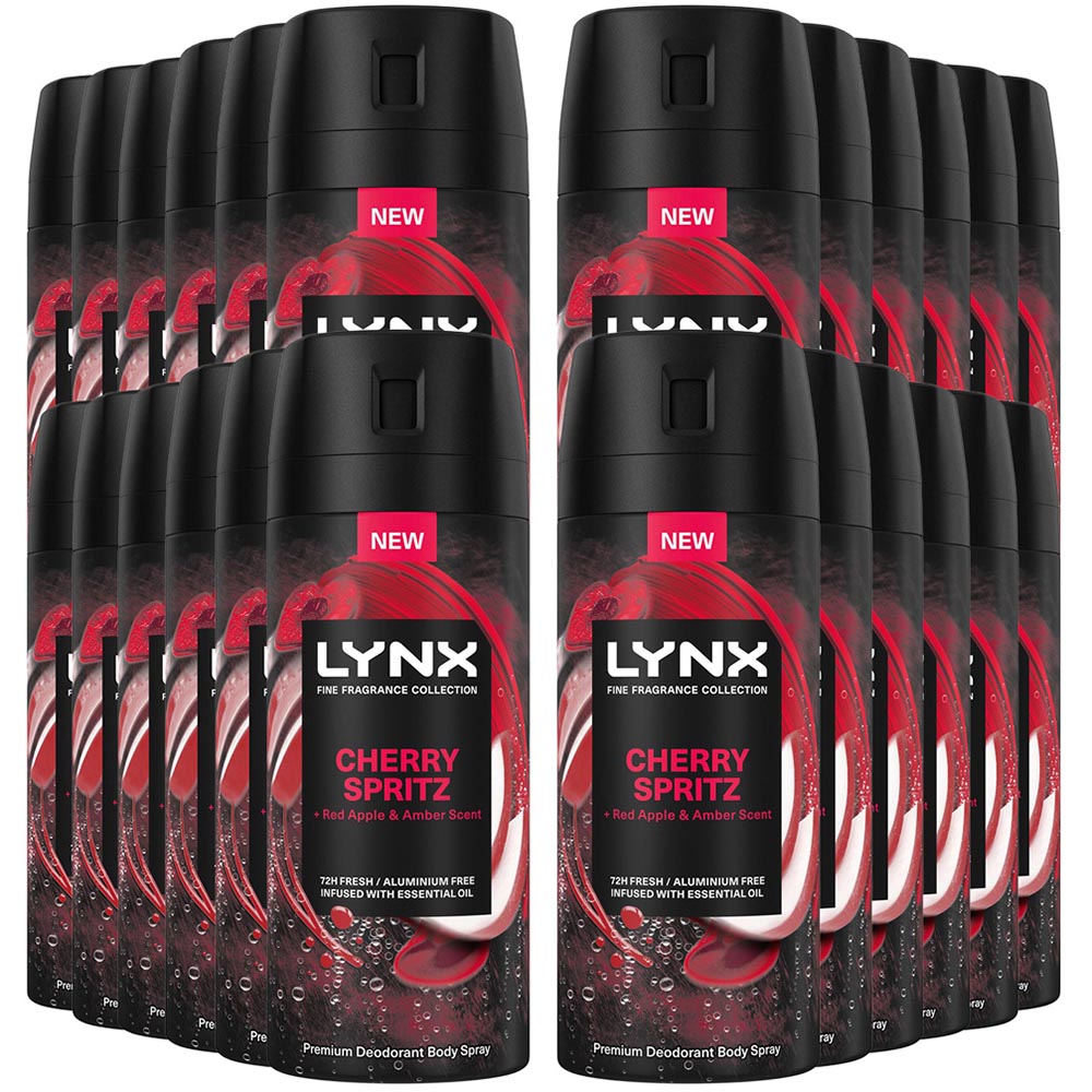 Lynx Men Cherry Spritz 72HR Freshness Deodorant Body Spray 150ml 24 Pack Image 1