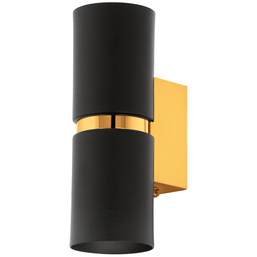 EGLO Passa 2L LED Black and Gold Wall Light Image 1