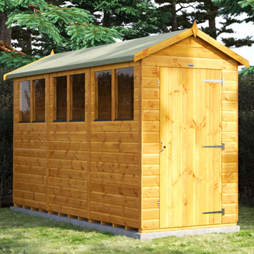 Power Sheds 12 x 4ft Apex Wooden Shed with Window Image 2