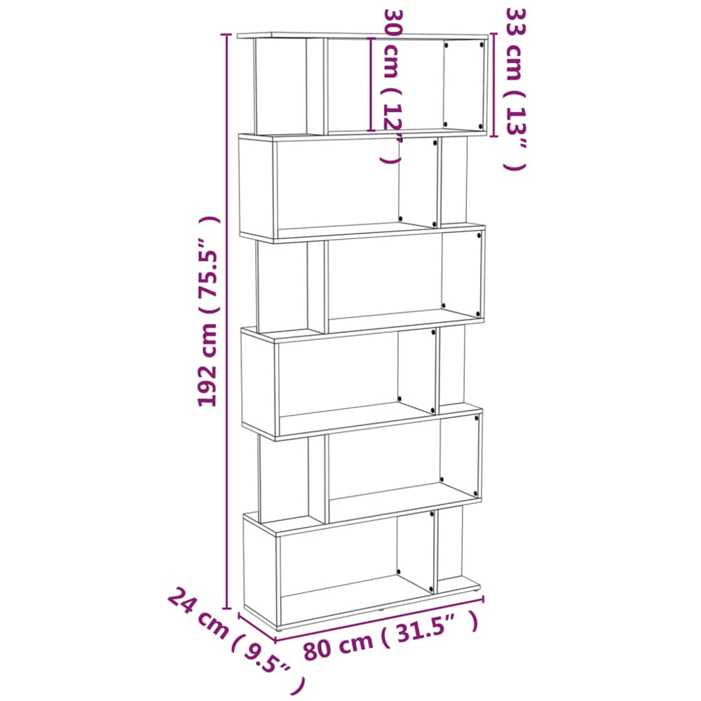 vidaXL 12 Shelf Smoked Oak Bookcase Image 9