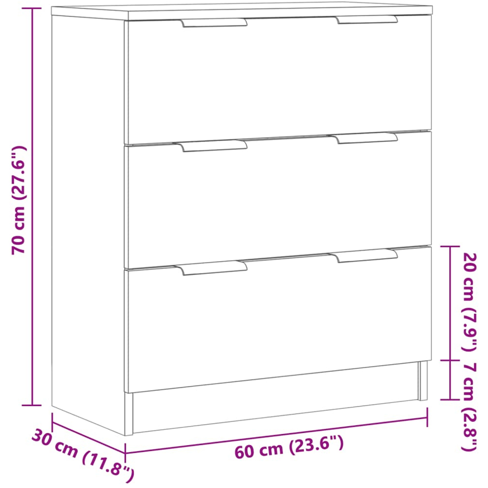 vidaXL 3 Drawer Artisan Oak Sideboard Image 9