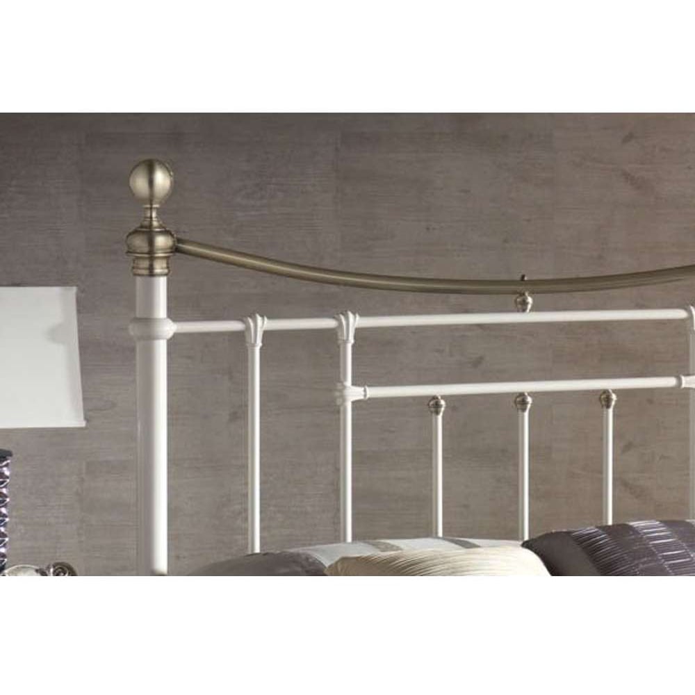 Bronte Double Cream and Antique Brass Metal Bed Frame Image 4