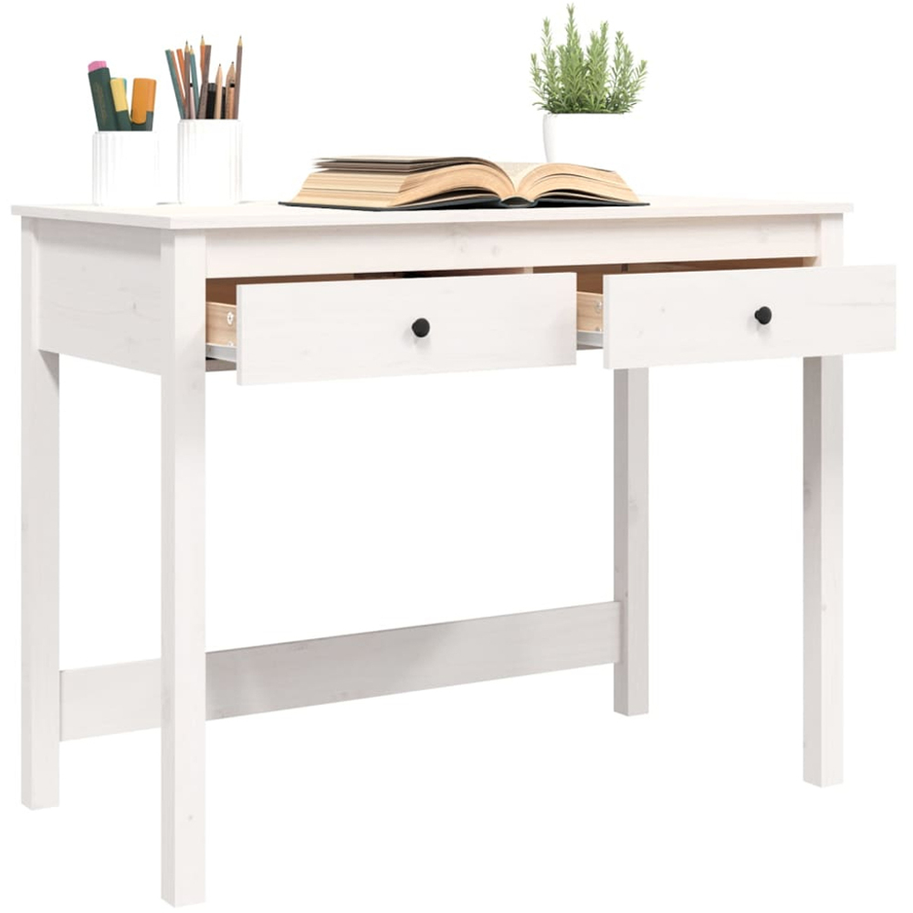 vidaXL 2 Drawer Computer Desk White Image 4