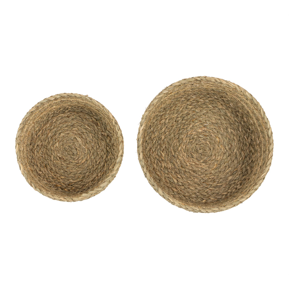 JVL Palma Maize Natural Round Storage Basket with Lid 2 Pack Image 5