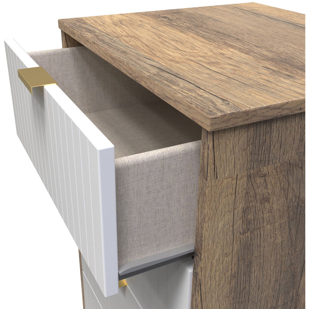 Crowndale 5 Drawer White Matt and Vintage Oak Chest of Drawers Ready Assembled Image 6