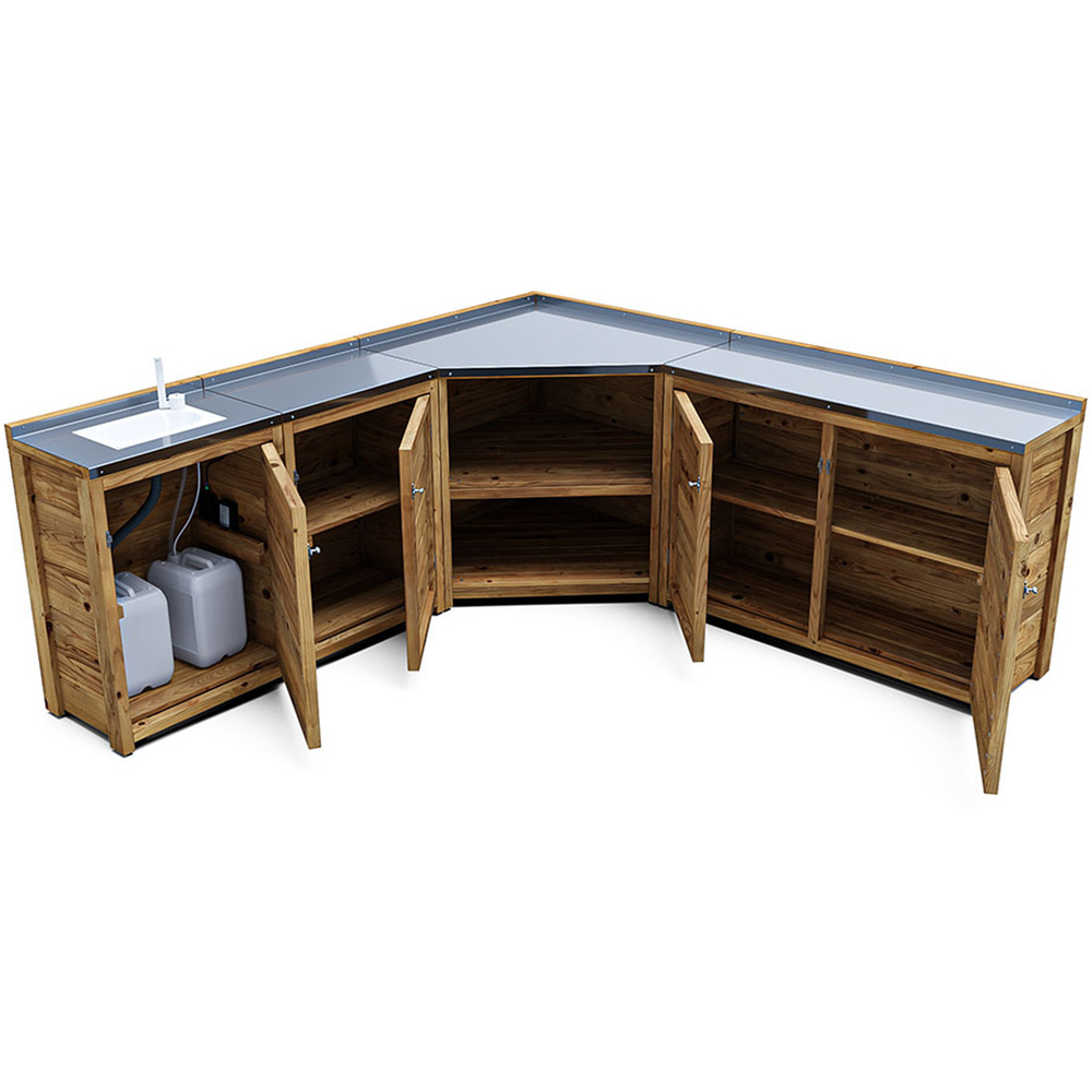 Dunster House 4 Door 2 Shelf Garden Kitchen Left Hand Sink Unit II with Stainless Steel Countertop Image 3