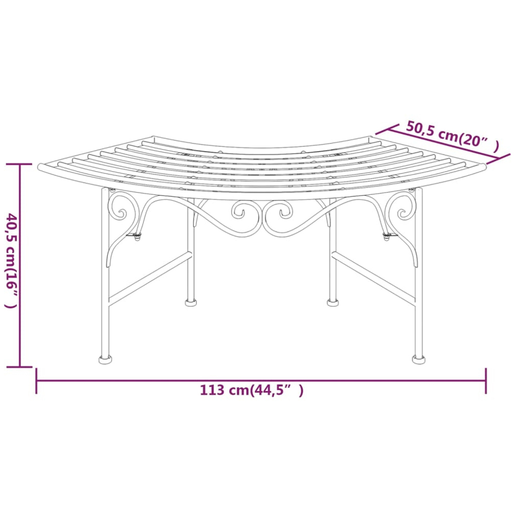 vidaXL Black Steel Arch Shaped Tree Bench Image 6