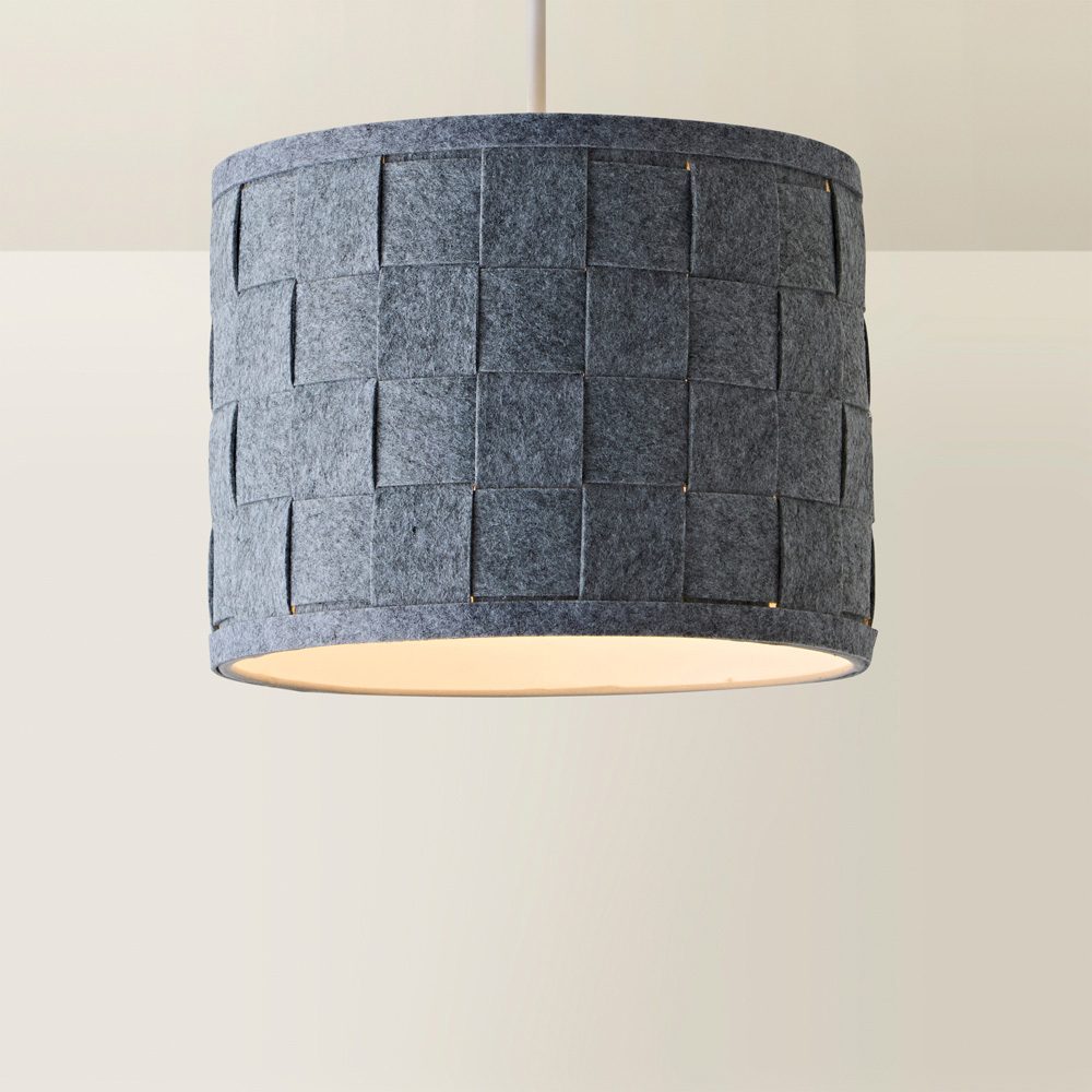 ValueLights Monza Grey Felt Weave Small Drum Shade Image 5