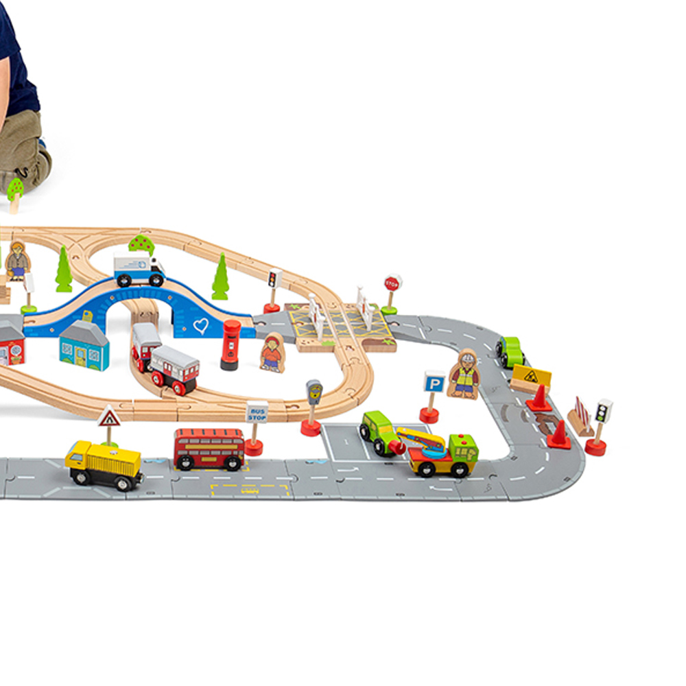 BigJigs Toys Rail City Road and Railway Set Image 5