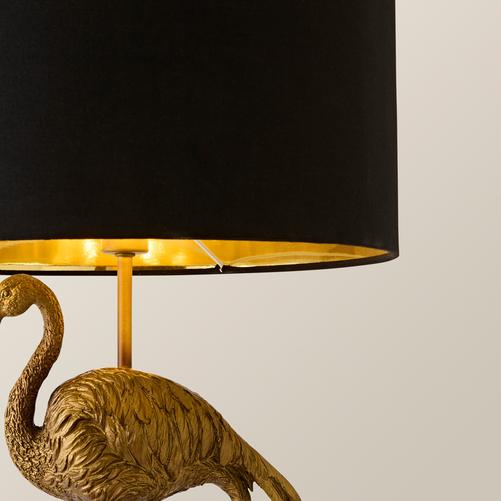ValueLights Flo Flamingo Black and Gold Shade Brushed Bronze Table Lamp with Bulb Image 5