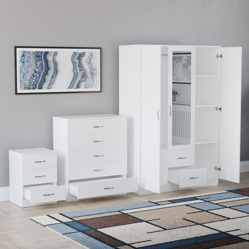 VIDA DESIGNS Riano White 3 Piece Bedroom Furniture Set Image 4