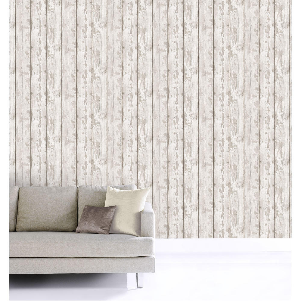Arthouse White Wood Wallpaper Image 2