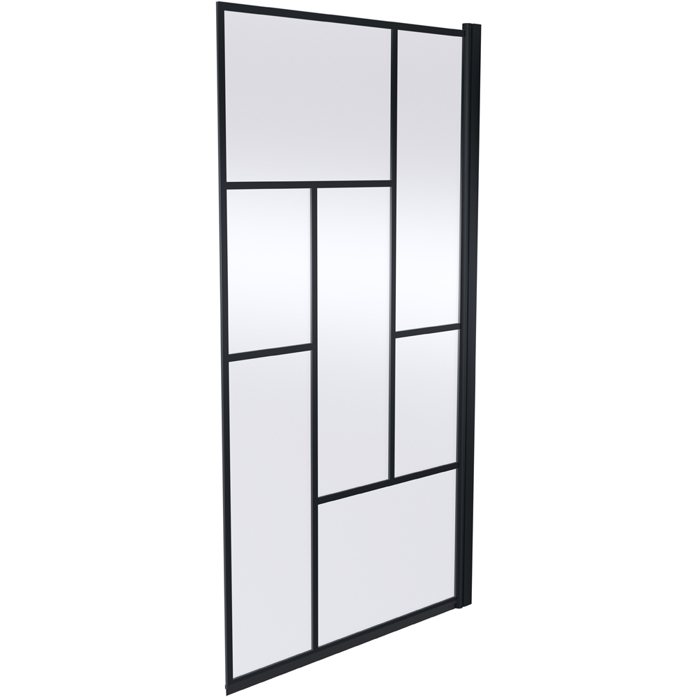 nuie Matt Black Abstract Square Shower Bath Screen 785mm Image 1