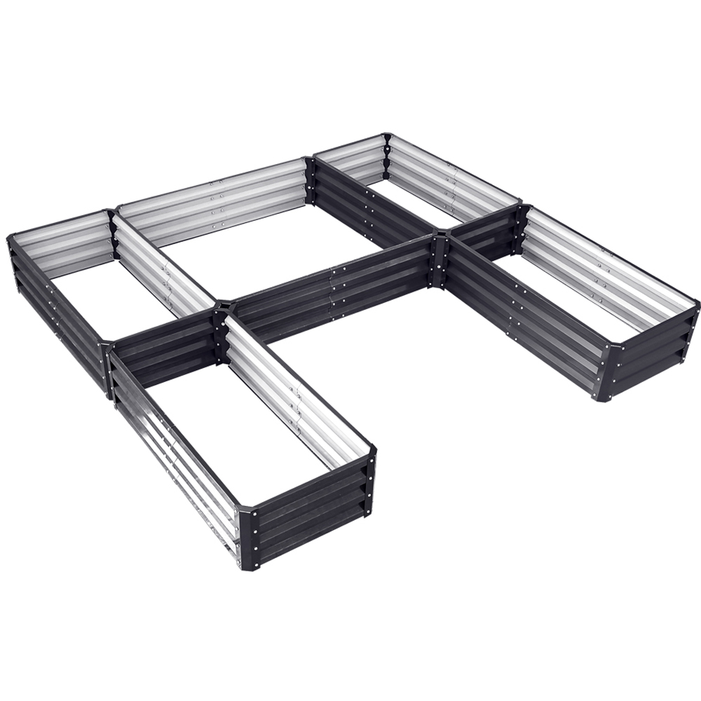 Living and Home 5 Compartment Black U-shaped Metal Raised Garden Bed Image 1