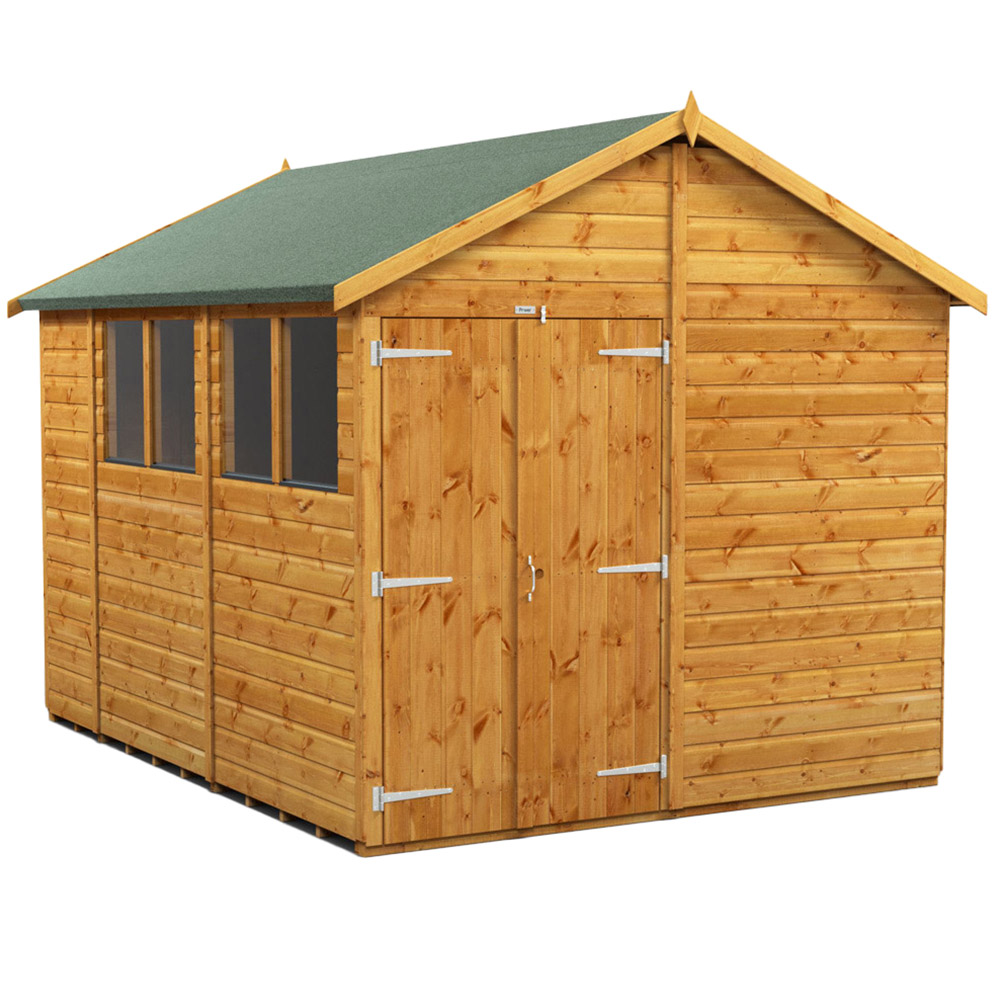 Power Sheds 10 x 8ft Double Door Apex Wooden Shed with Window Image 1