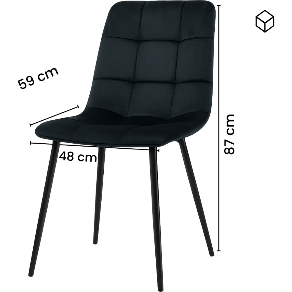 Kosy Koala 6 Seater Glass and Velvet Tufted Dining Set Black Image 6