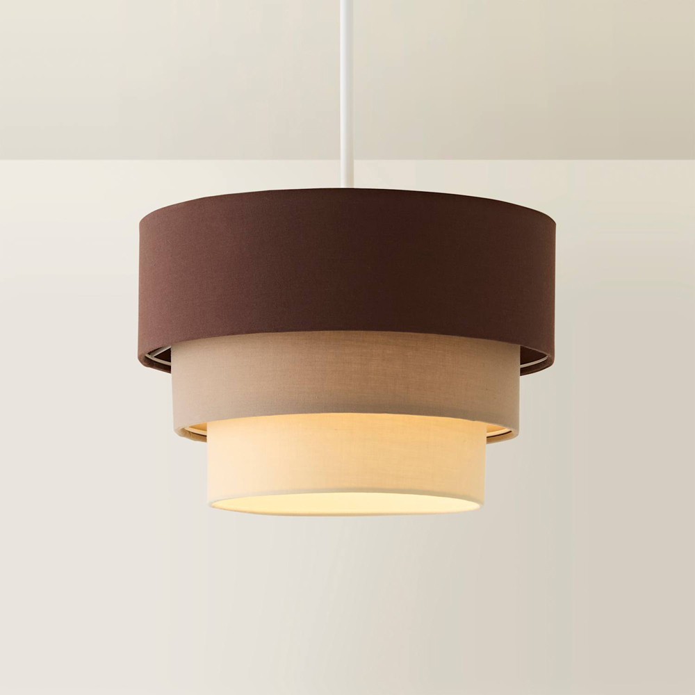 ValueLights Aztec 3-Tier Taupe Easy Fit Ceiling Pendant Light Lamp Shade Image 3