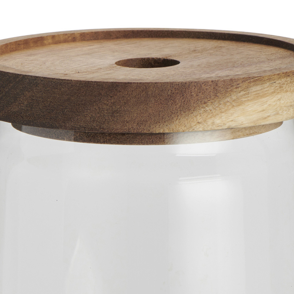 Wilko 1260ml Acacia Wood Lid Glass Jar Image 4