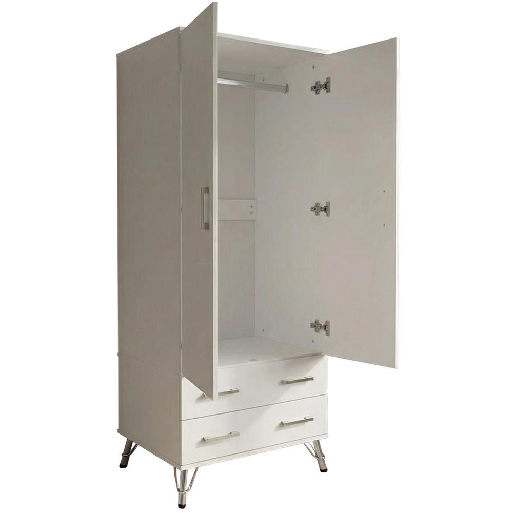 FWStyle Maldon 2 Door 2 Drawer White Wardrobe Image 4