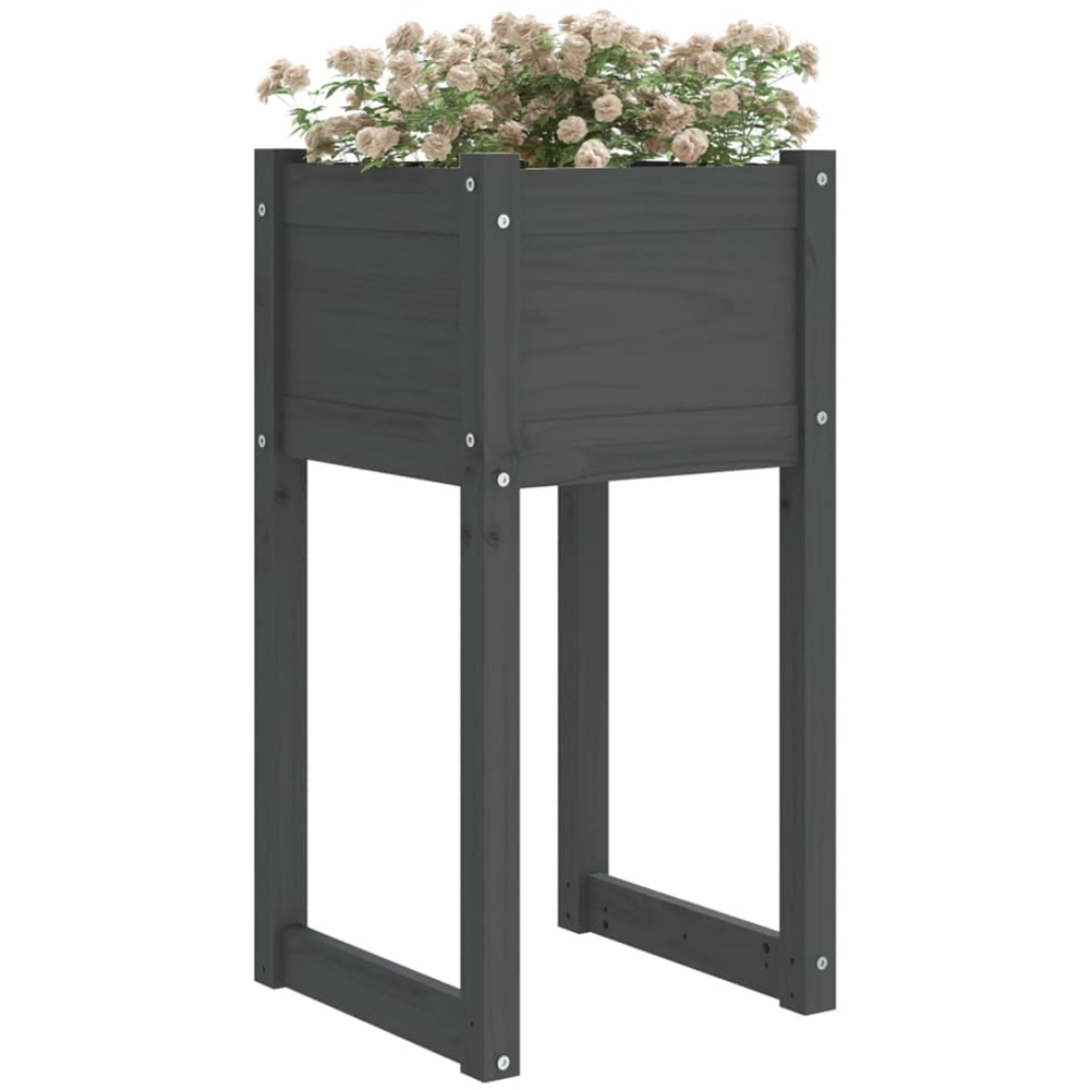 vidaXL Grey Solid Pine Wood Garden Planter 81 x 40 x 40cm Image 2