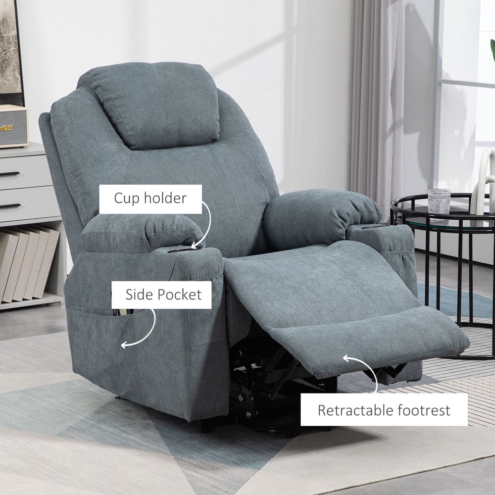 HOMCOM Grey Electric Recliner Lift Chair with Vibration Massage Image 3