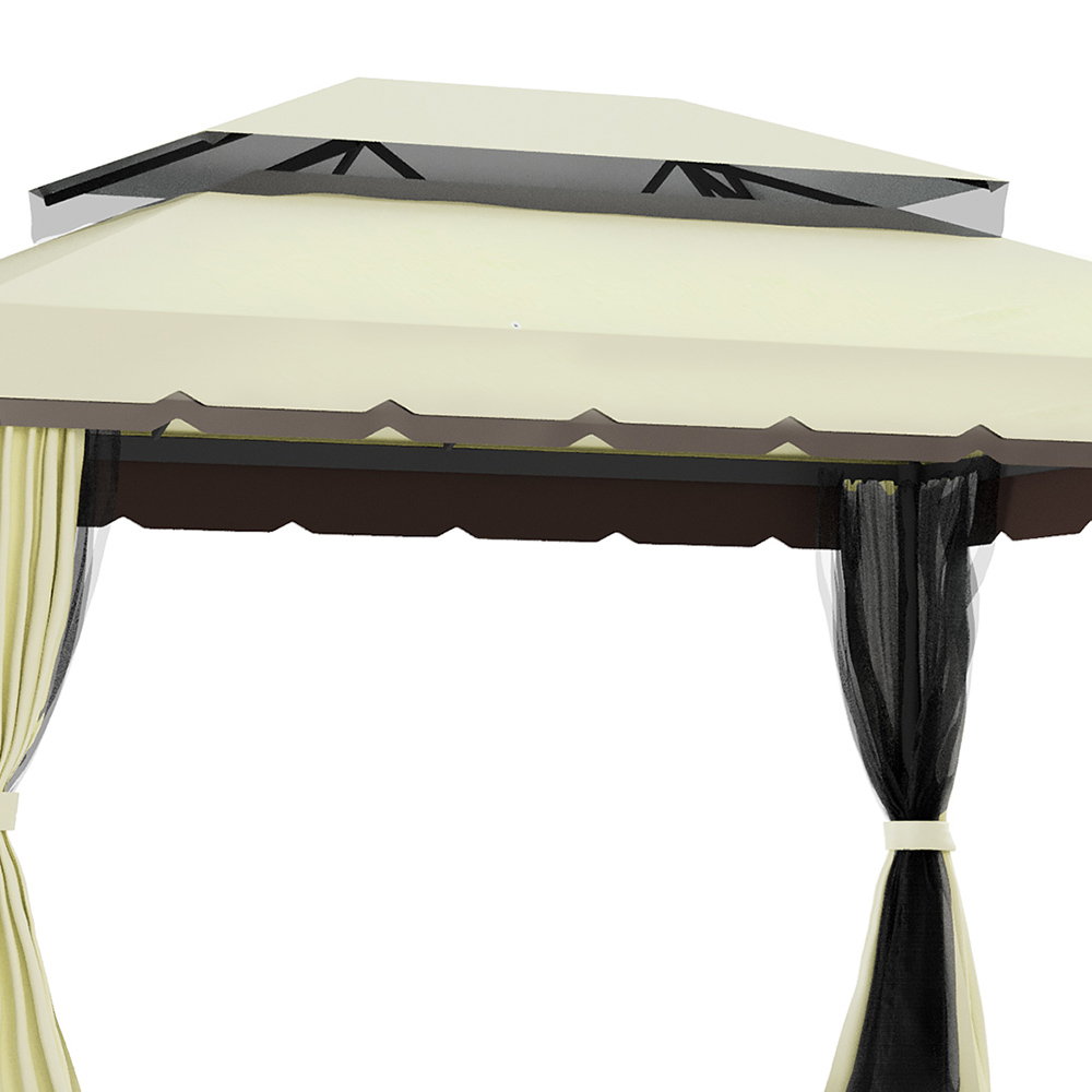 Outsunny 4 x 3m Cream Canopy Marquee Pavilion Gazebo with Sides Image 4