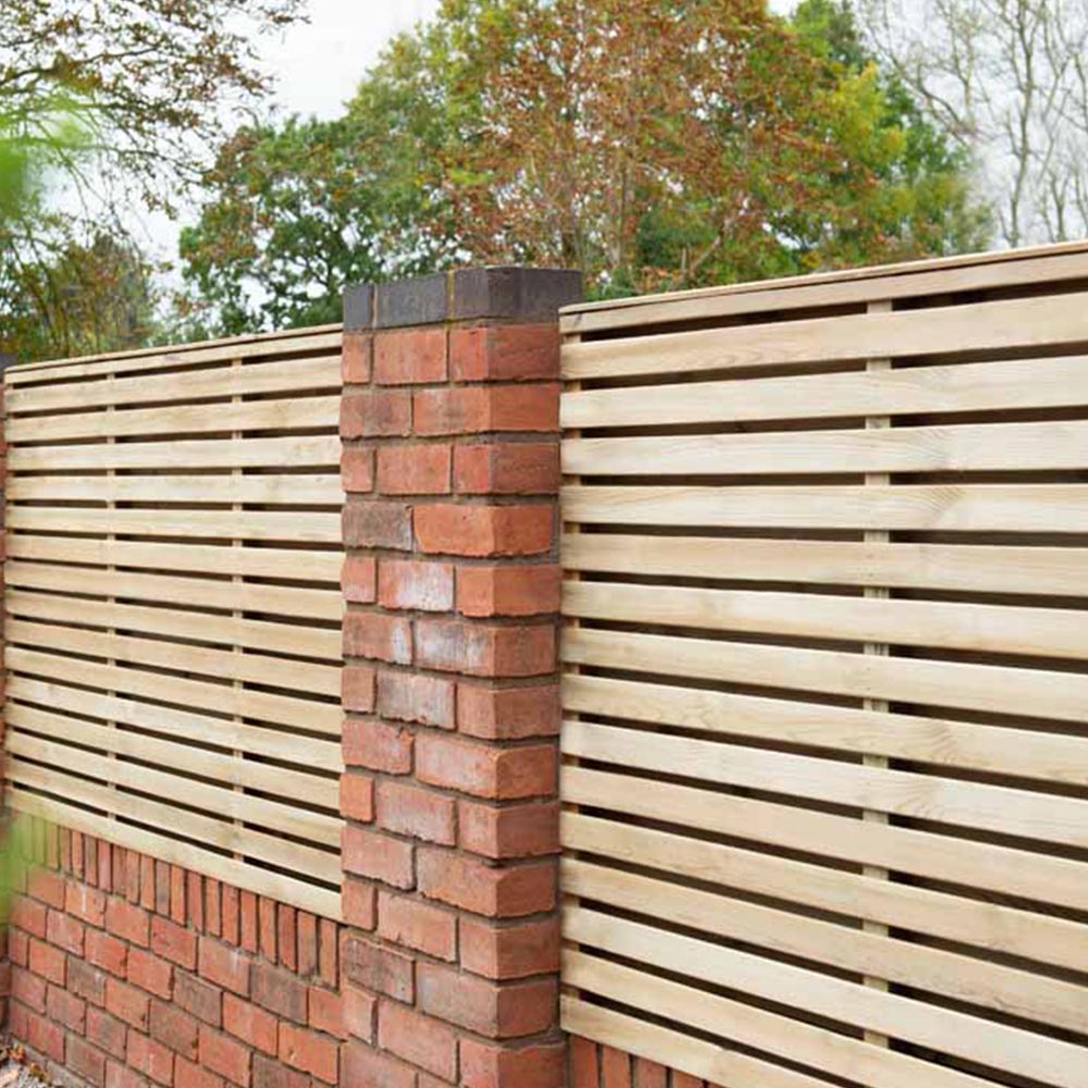 Forest Garden Forest Press Treat Double Slat Fence Panel 1.8mx0.9m Wood - wilko