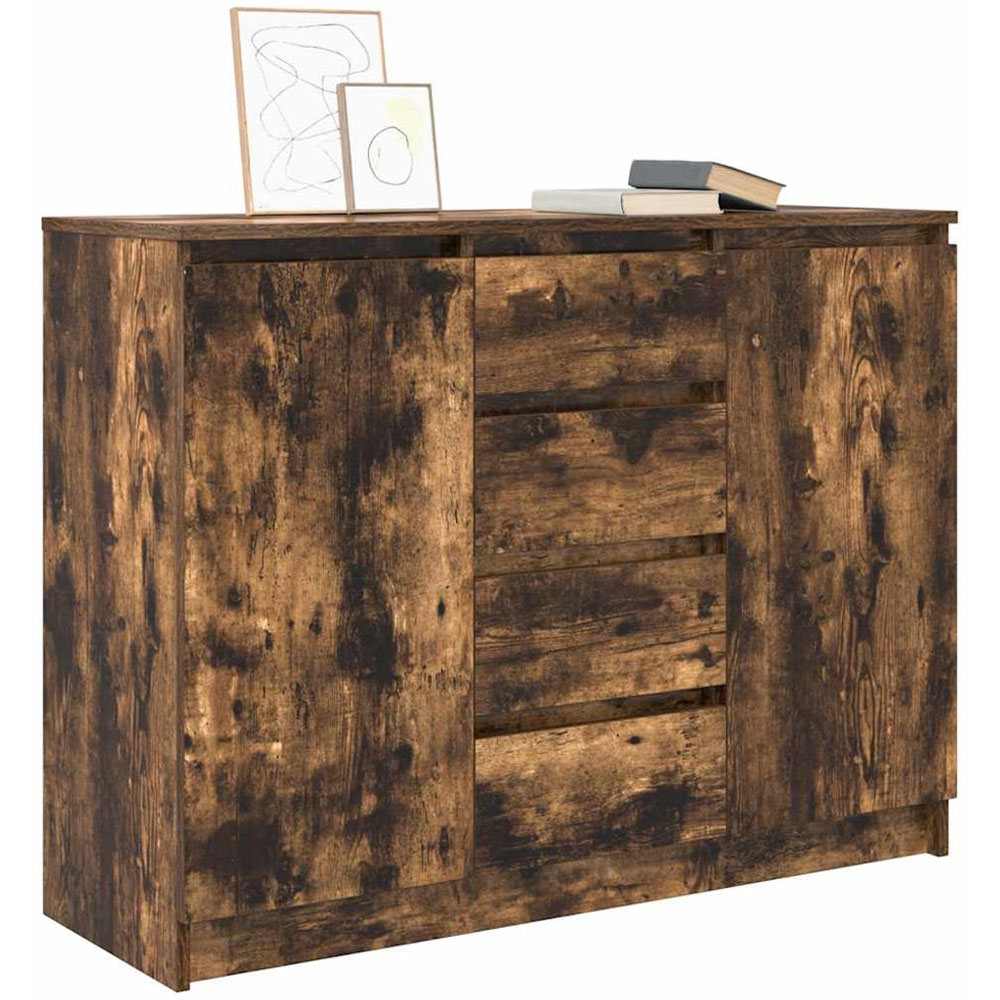 vidaXL 2 Door 4 Drawer Smoked Oak Sideboard Image 4