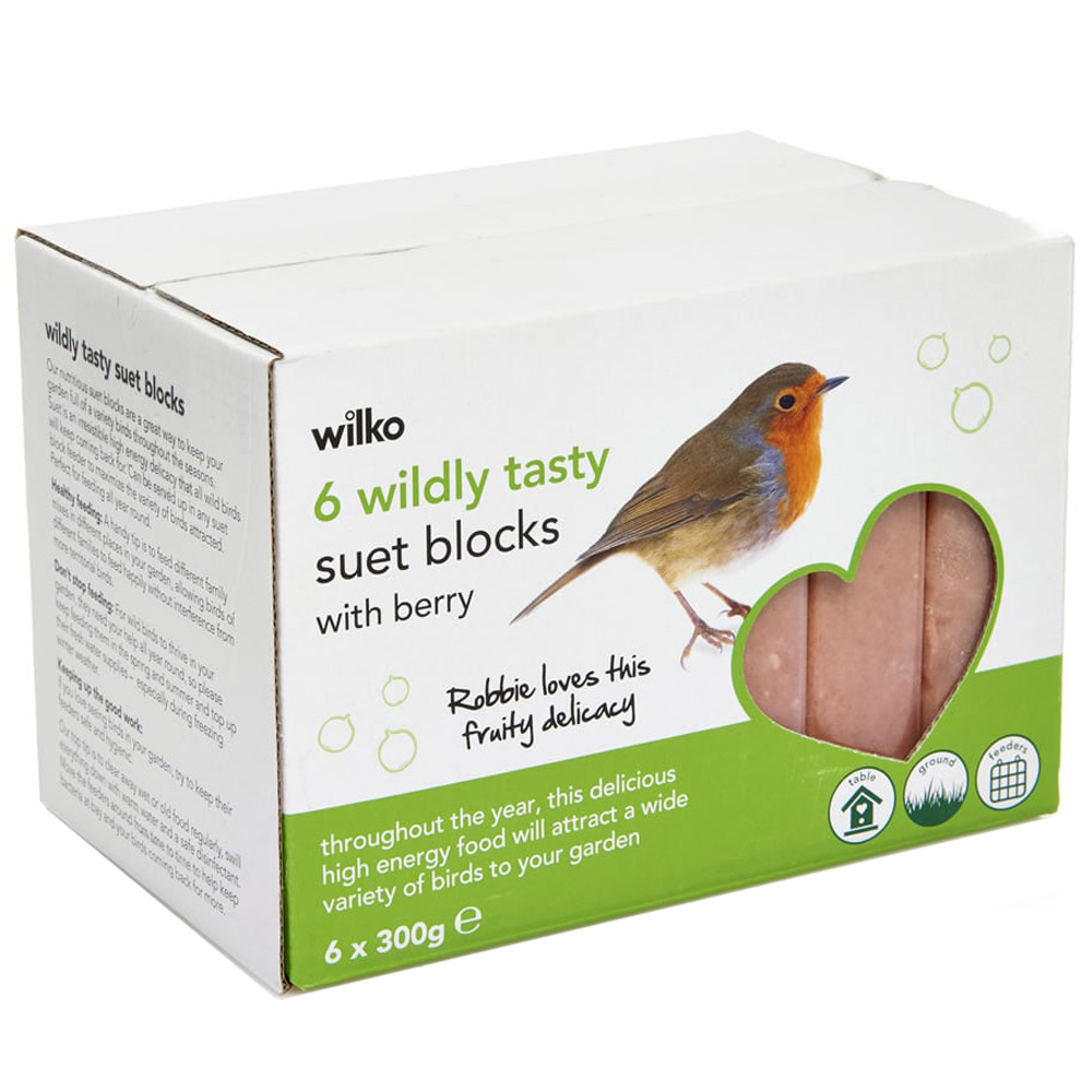 Wilko Wild Bird Suet Blocks with Berry 6 x 300g Image