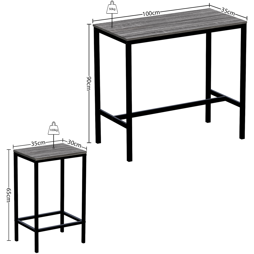 VIDA DESIGNS Roslyn 2 Seater Metal Frame Breakfast Table Set Grey Image 9
