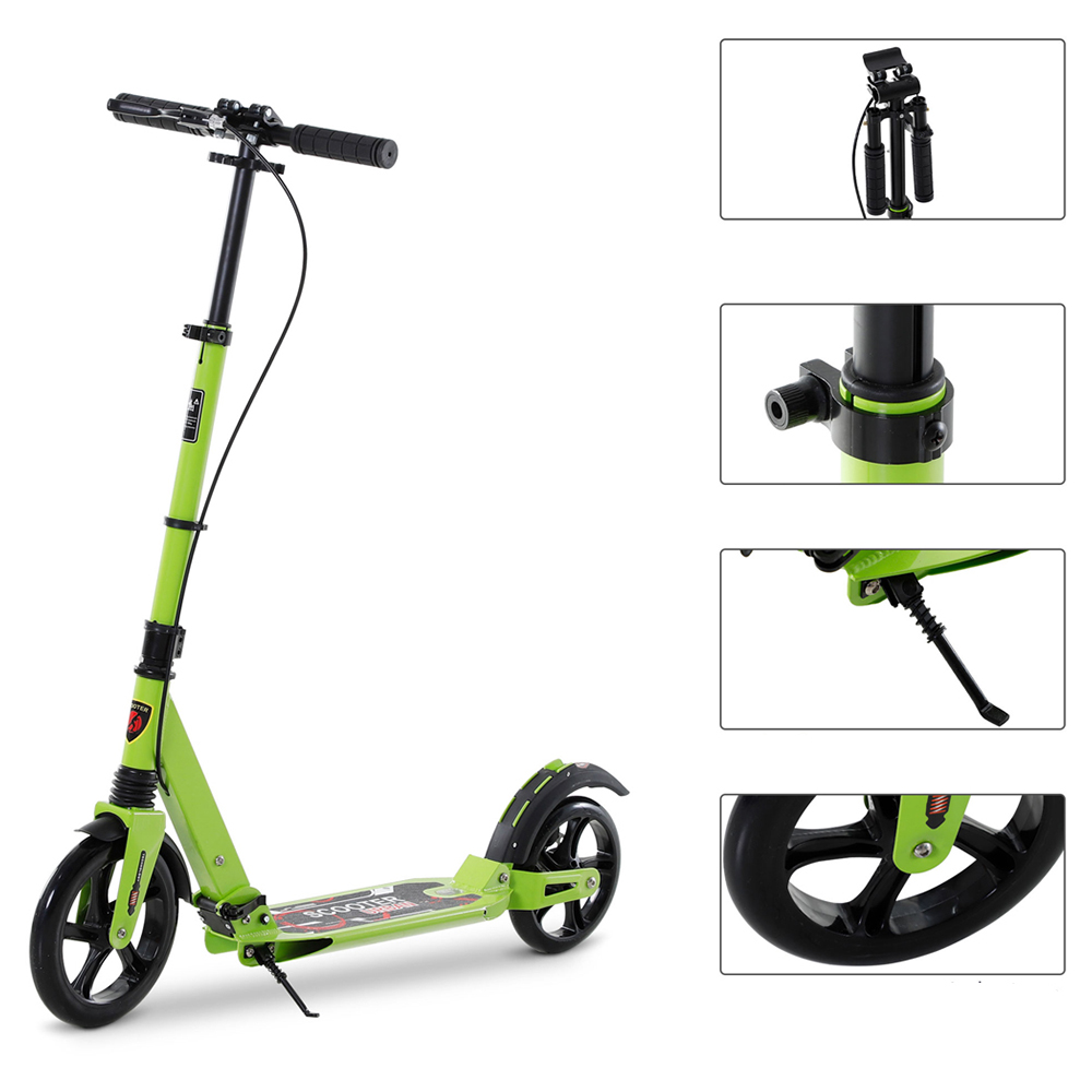 HOMCOM Green Kick Scooter with Adjustable Handlebars Image 3